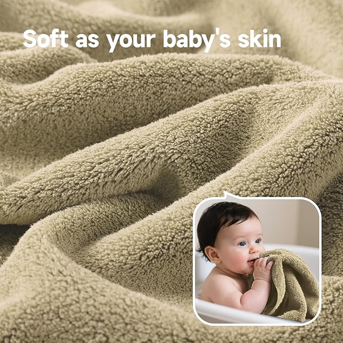 REDKISS 4-Piece Bath Towels Set - 2 Handtowels, 2 Bath Towel | Super Absorbent, No Lint & No Fading,Ultra-Fiber Coral Fleece | Perfect for Bathroom, Spa, Gym | Family & Adults-Light Brown