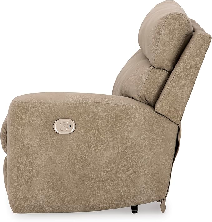 Signature Design by Ashley Next-Gen DuraPella Contemporary Faux Leather Modular Wall Hugger 2-Piece Power Reclining Sectional Loveseat with Adjustable Headrest and USB Ports, Light Brown