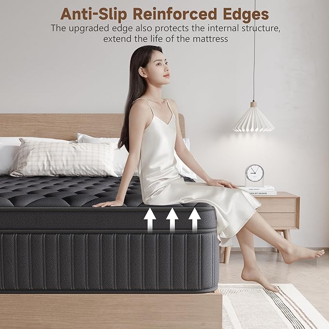 Queen Mattress, 12 Inch Queen Medium Firm Hybrid Mattress in a Box, Individual Pocket Spring for Pressure Relief & Motion Isolation, Reinforced Edge Support, CertiPUR-US Certified