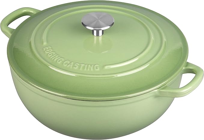 Enameled Cast Iron Dutch Oven Pot with Lid for Sourdough Bread Baking, Bread Dutch Ovens, Cooking Pots, 5 Quart, Pistachio Green