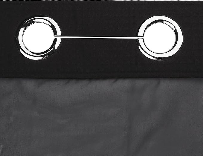 River Dream Black Fabric Shower Curtain Set, Cotton Blend, Waffle Weave, with Snap in Replacement Liner，71 x 86 inches