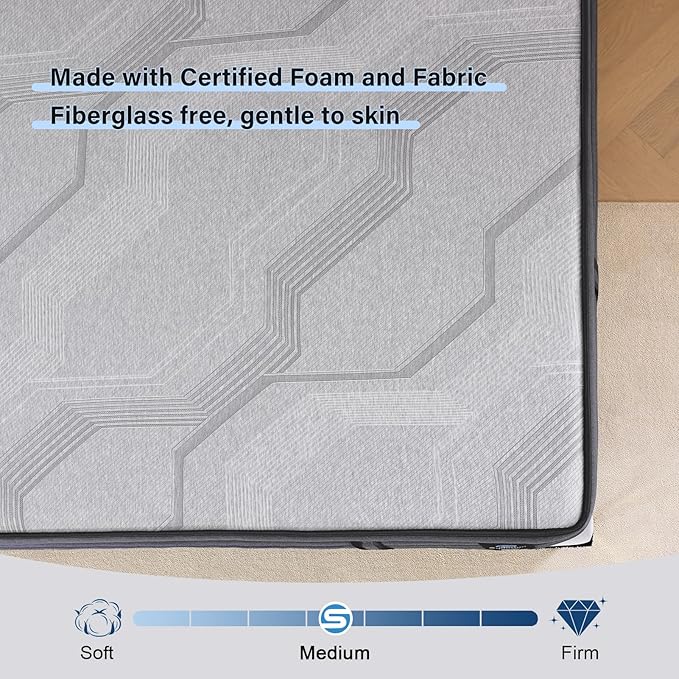 Suiforlun 15" King Mattress, Gel & Bamboo Charcoal Infused Memory Foam, Medium Euro Top Hybrid Pocket Spring Mattress for Restful Sleep, Enhanced Pressure Relief and Edge Support, 120 Nights Trial