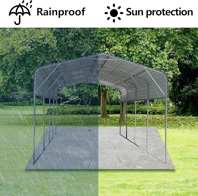 11x19 FT Metal Carport, Heavy Duty with Galvanized Steel Roof for Carport Camping Garden Wedding BBQ Commercial