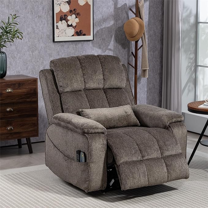 Lift Recliner Chairs for Elderly, Oversized Power Lift Chair with Heat and Massage, 180° Lay Flat Recliner with Extended Footrest, USB & Type-C Ports and Side Storage for Big Man 400lbs Sleeping