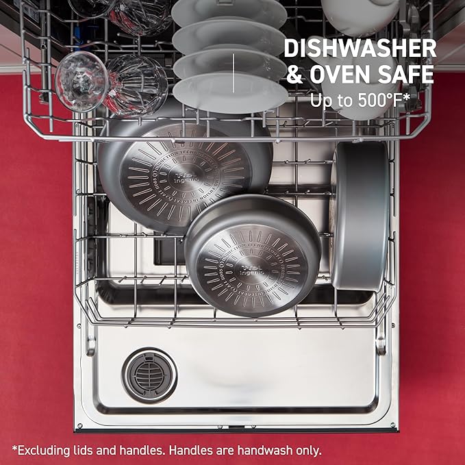 T-fal Ingenio Expertise Non Stick Cookware Set 14 Piece, Induction, Oven Broiler Safe 500F, Stackable Cookware, Pots and Pans, RV, Camping, Fry Pans, Dishwasher Safe, Detachable Handle, French Vanilla