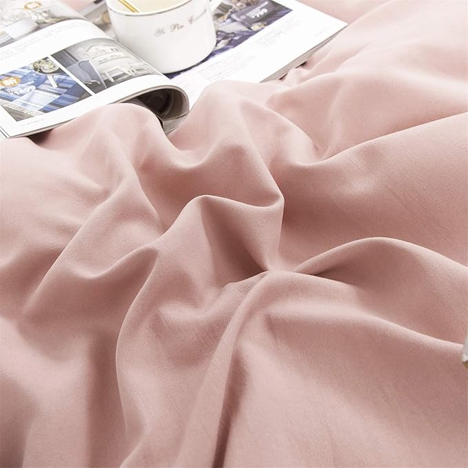 Cottonight Pink Comforter Set King Women Blush Pink Bedding Comforter Set Light Pink Solid Color Dusty Rose Quilts Blanket Breathable Soft Comforter Set