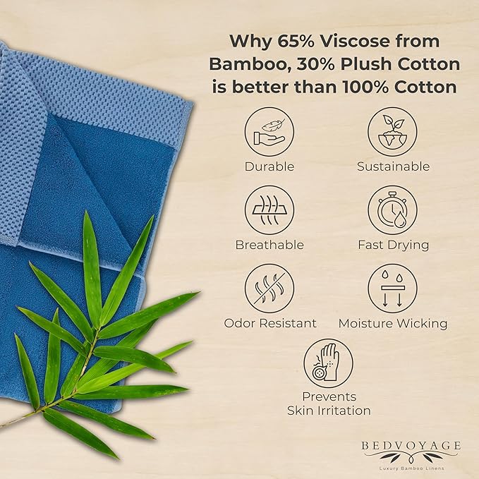 BedVoyage Luxury Bath Towels Set of 8 - Ultra Soft Plush Bathroom Towel Set - Highly Absorbent Viscose from Bamboo Bath Towels Ultra Soft - Spa Towel for Body - White