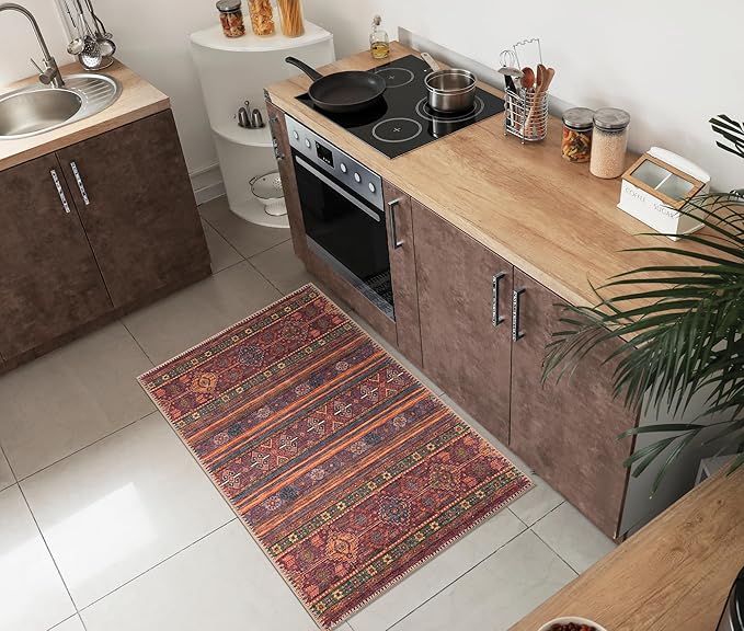 Keen Home Design 2x3 Rug - Machine Washable Entry Rug with Non-Slip Backing, Ideal for Enteryway, Kitchen, Bathroom, Laundry Room - Vintage, Easy Clean, Durable, Low Pile Rug - (2' x 3')