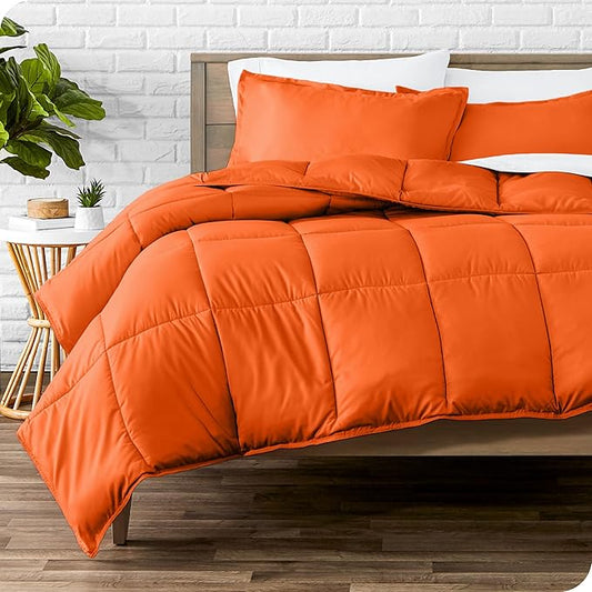 Bare Home Comforter Set - Queen Size - Ultra-Soft - Goose Down Alternative - Premium 1800 Series - All Season Warmth (Queen, Orange)