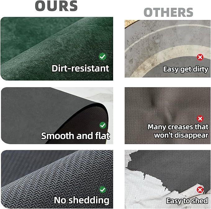 Toilet Rug, Thin Toilet Rugs U Shaped Washable Non Slip Absorbent Quick Dry Low Pile Toilet Mat, 20"x24" U Shape Dark Green