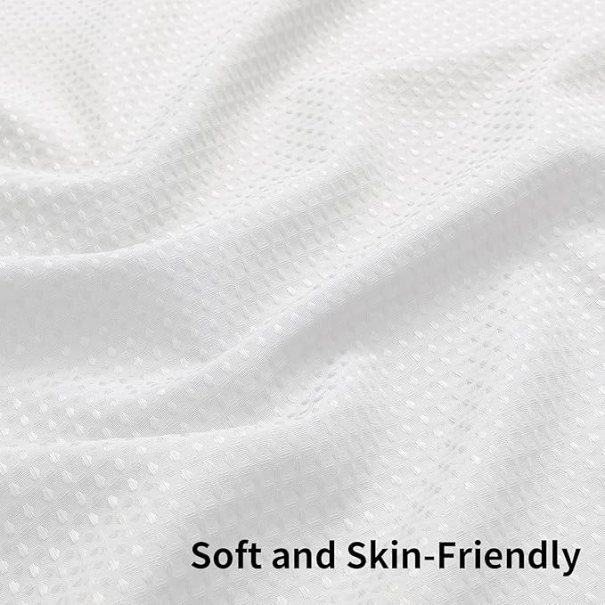 Colorful Star 256GSM Waffle Weave Heavy Duty Shower Curtains, No Hook Shower Curtain with Snap in Fabric Liner, Hotel Style Waterproof Bathroom Curtain Set, 72 x 75 Inch, White