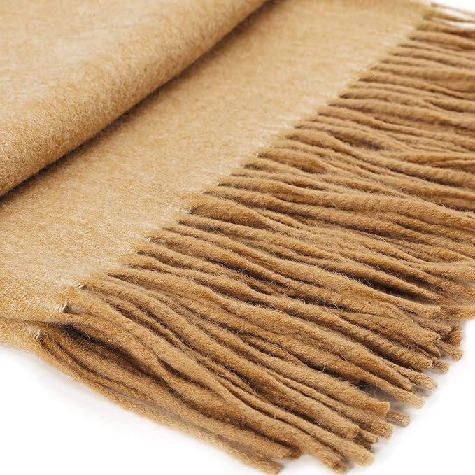 Spencer & Whitney Wool Throw Blankets - Soft, Lightweight Cashmere Wool, Yellow Throws for Twin Couch