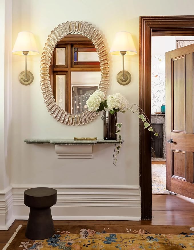 Vintage Fabric Wall Sconce Linen Cloth Shade, E26 Hardwired Indoor 1-Light Wall Mounted Lamp Fixture for Living Room Bedroom Stairs Hallway