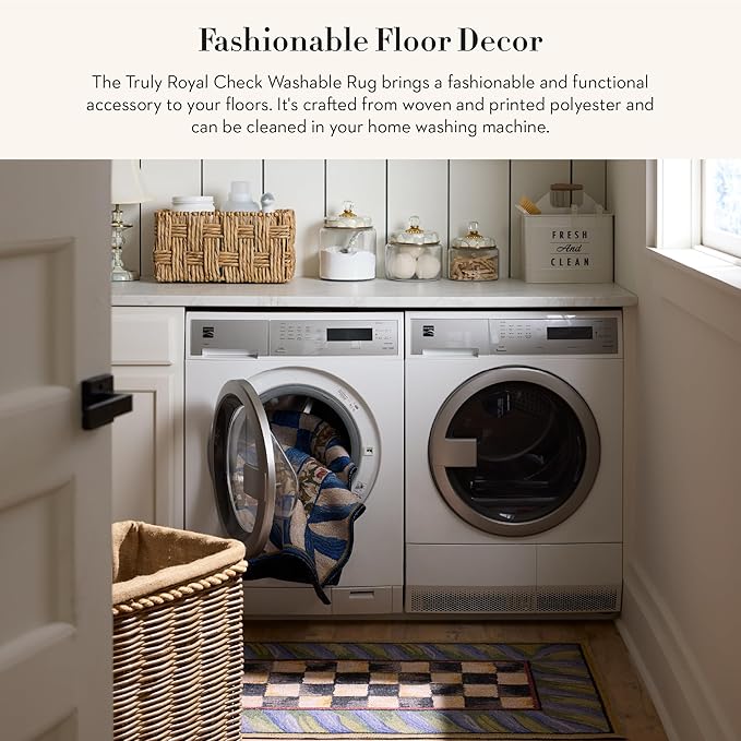 MACKENZIE-CHILDS Washable Rug, Decorative Indoor Rug, 2' x 3', Truly Royal Check