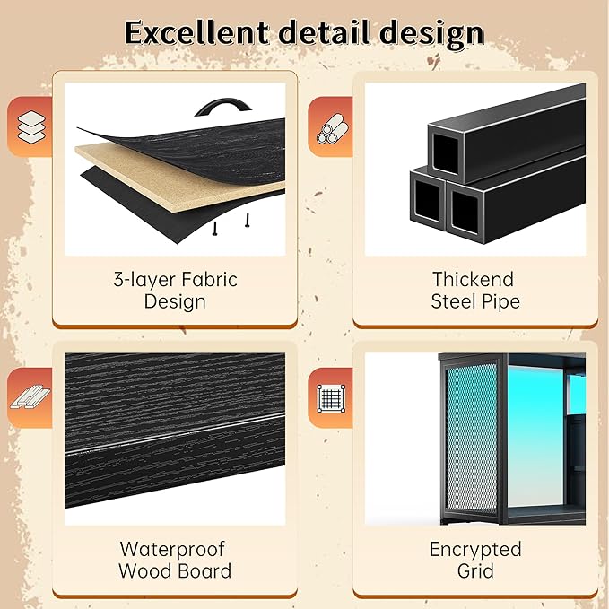 55" W TV Stand for Bedroom with LED Lights & Power Outlets Dresser TV Stand with 2 Drawers for 65" TV with Open Storage Shelves