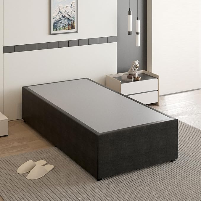 18 Inch Twin XL Bed Frames with Black Bed Cover, Metal Bed Frame Twin XL No Box Spring Needed, Heavy Duty Mattress Foundation, Easy Assembly, Noise Free