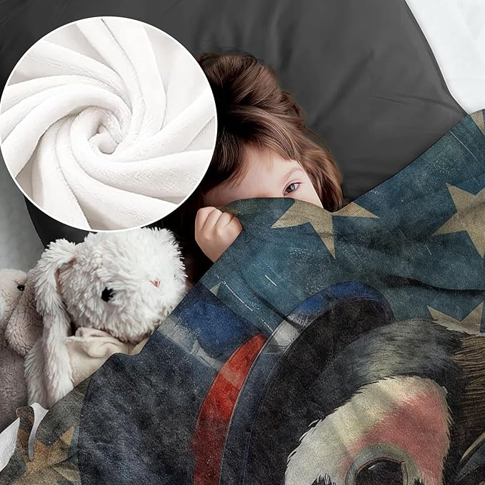 Penguin Blanket for Women Boys Girls, Flannel Penguin Blankets Gifts, American Flag Penguin Throw Blanket for Sofa Couch Bed Living Room Soft Warm Cozy Penguin Decor 40"" x 50""