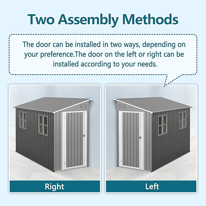 4x10 Ft Outdoor Metal Shed, Heavy-Duty Storage Shed with Floor Kit for Tools and Bikes, Lean to Shed with Left/Right Door and 2 Windows