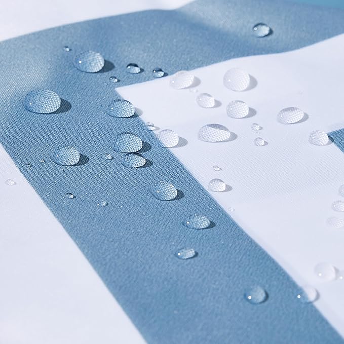 Amazon Basics Bathroom Shower Curtain, Water Resistant Fabric with Grommets & Hooks, Machine Washable, 72"x72" , Blue Ombre Chevron