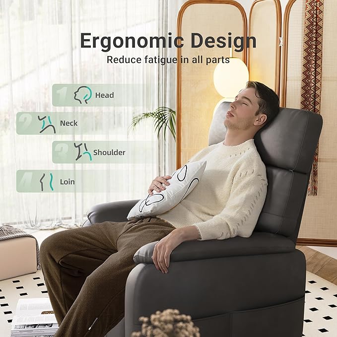 Claiks Zero Gravity Recliner Chair, Adjustable Electric Reclining Sofa Lounge, Oversized Reclining Chair for Adults with USB&Type-C Ports, Side Pocket, for Living Room, Tech Cloth Fabric, Dark Grey