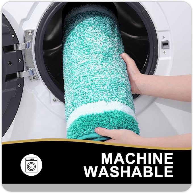 OLANLY Bathroom Rugs 24x16, Extra Soft and Absorbent Microfiber Bath Mat, Non-Slip, Machine Washable, Quick Dry Shaggy Bath Carpet, Suitable for Bathroom Floor, Tub, Shower (Small, Green)