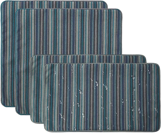 Outdoor Sunbrella Decorative Throw Pillow Covers Only, Pack of 4, 17"x17" & 20"x12" Water Repellent Replacement Lumbar Pillow Case for Patio, Couch, Sofa and Patio Furniture, Troupe Dock