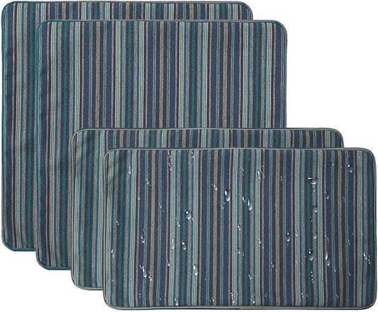 Outdoor Sunbrella Decorative Throw Pillow Covers Only, Pack of 4, 17"x17" & 20"x12" Water Repellent Replacement Lumbar Pillow Case for Patio, Couch, Sofa and Patio Furniture, Troupe Dock