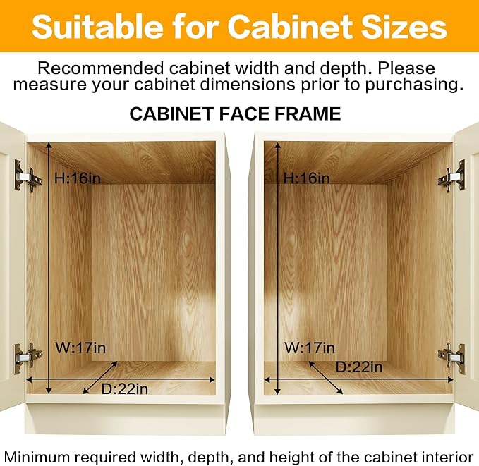 2-Tier Kitchen Cabinet Pull Out Shelf and Drawer Organizer Slide Out Pantry Storaqe Basket in Multiple Sizes (16" W x 21" D)