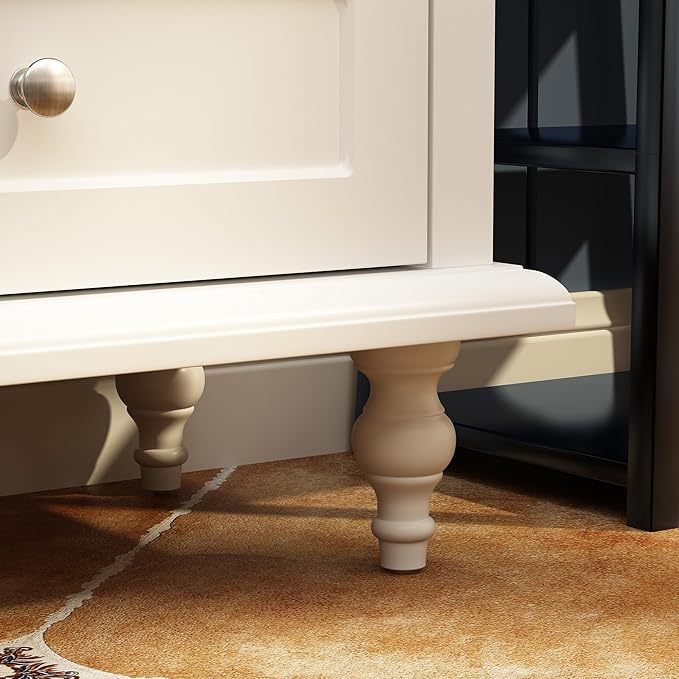 70.9" W Vintage TV Stand with Glass Doors for Televisions up to 75", Modern Entertainment Center Media Console Table with Drawers & Carved Legs for Living Room & Home Theater, White