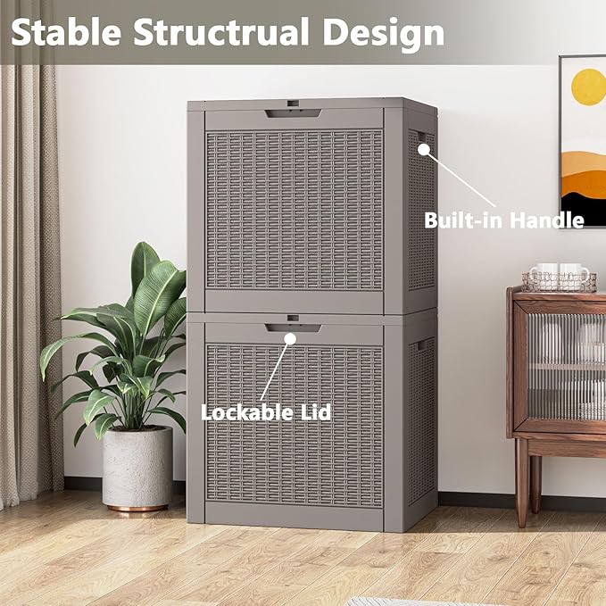 Deck Box, 31 Gallon Resin Outdoor Storage Box, Waterproof and UV Resistant Lightweight Storage Deck Box for Garden Tools, Supplies