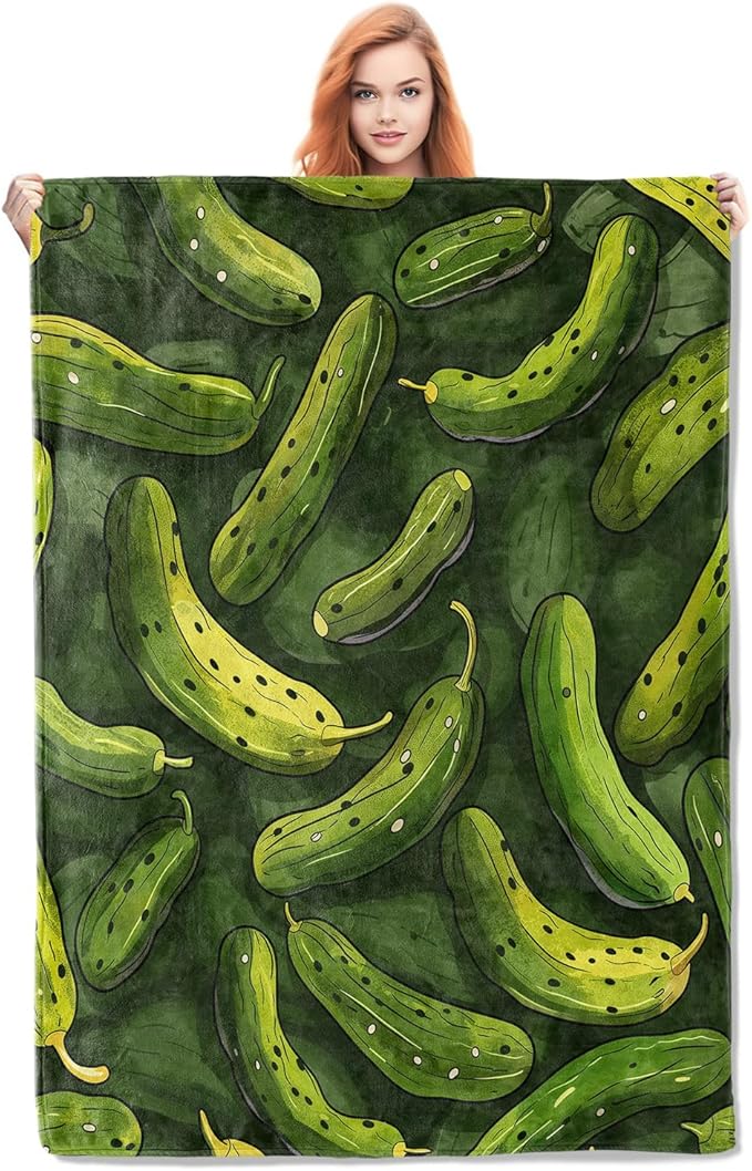Pickle Blanket Gifts for Women Girls Adults Kids Soft Warm Lightweight Cozy Pickles Throw Blankets for Bed Sofa Couch Living Room Decor 80x60in