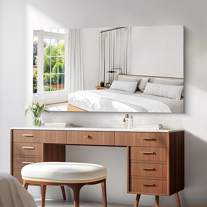 KOCUUY Large Frameless Mirror,55x30 Inch Rectangle Bathroom Vanity Mirror for Over Sink, Upgraded Shatterproof Unframed Design for Bedroom, Living Room, Entryway