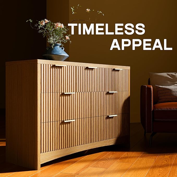 Marsail 7 Drawer Wooden Dresser with Smooth-Glide Drawers, Modern Storage Solution for Bedrooms, Living Rooms, and Hallways, Featuring Large Capacity and an Elegant Natural Wood Finish, Natural Oak