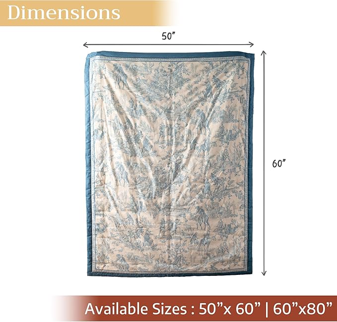 Maison d' Hermine Throw Blanket for Couch Lightweight Soft Warm Breathable Cotton Throw Blankets for Bed Girls Boys Women Men Gifts Sofa Travel Living Room Chair Bedding (50"x60", The Miller)