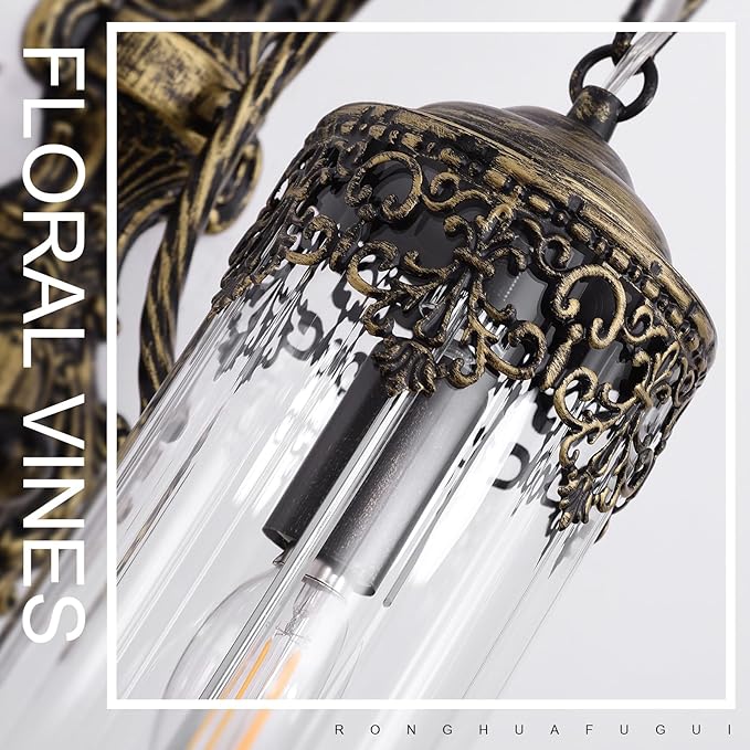 Rustic Glass Wall Sconce Mini Vintage Antique Gothic Wall Light Fixture Retro Farmhouse Mid Centry Lantern Wall Sconce for Bedroom, Hallway, Living Room, Mirror, Brush Gold, E12