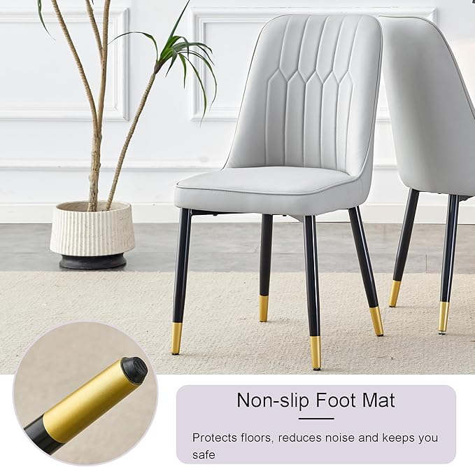 45 Inch Round Dining Table Set for 4, 5 Piece Kitchen Table and Chairs Set, Black Faux Marble Table Top, Small Space Dining Set for Apartment or Dining Room