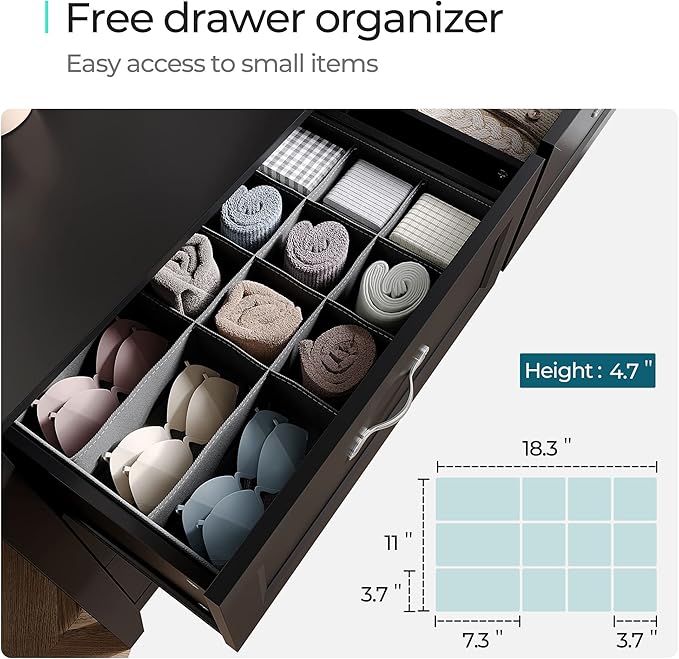 LINSY HOME Farmhouse 6 Drawers Dresser Chests for Bedroom, Wood Dresser Wide Chest of Drawers, Storage Dressers Organizer for Bedroom, Living Room,Hallway, SGS Certified