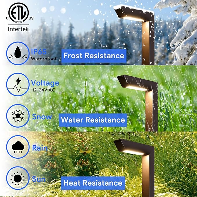 Energetic Low Voltage LED Landscape Light, Brown Aluminum Pathway Lighting, 4pcs