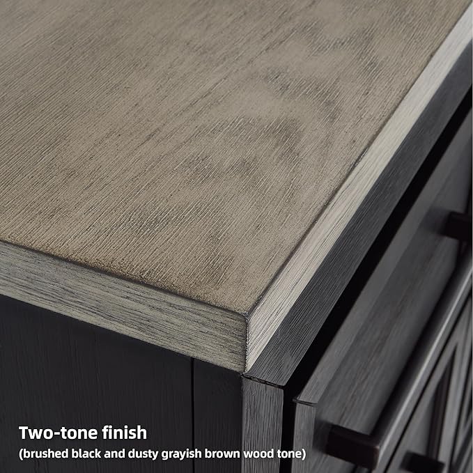 Signature Design by Ashley Foyland Contemporary Door Chest with Felt-Lined Top Drawer, Black