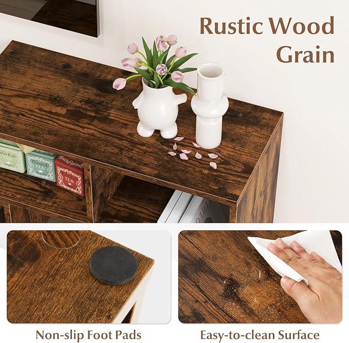 Giantex Free-Combination TV Stand for Bedroom - Entertainment Center for 50 55 60 65 Inch TV, 3-Piece Media Console Table with Storage Cubes, Deformable Open Storage Bookcase Shelf (Brown)