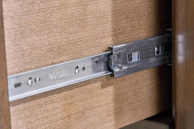 Signature Design by Ashley Lyncott Mid-Century Modern 6-Drawer Dresser with Safety Stop and Felt Lined Top Drawers, Dark Brown