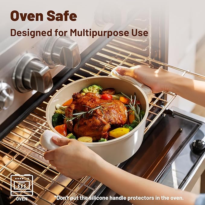 SENSARTE Ceramic Nonstick Cookware Set, Non-toxic Healthy Pots and Pans Set Ceramic Coated Kithchen Cooking Set, Free of Intentionally Added PFAS/PTFE, Dishwasher&Oven Safe Induction Compatible, 13pcs