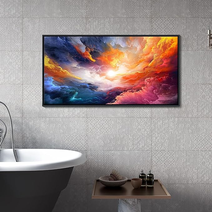 Pogusmavi Framed Colorful Wall Art | Abstract Canvas Art | Pictures for Living Room Wall Decoration | Contemporary Home & Office Decor | Colorful Large Wall Art | Bedroom Decor Aesthetic 24×48in