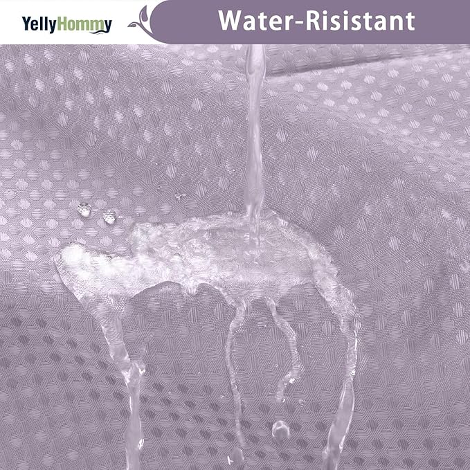 YellyHommy No Hook Shower Curtain with Snap in Liner Set Less Time Waffle Shower Curtain for Bathroom (Lavender, 87" L x 72" W)