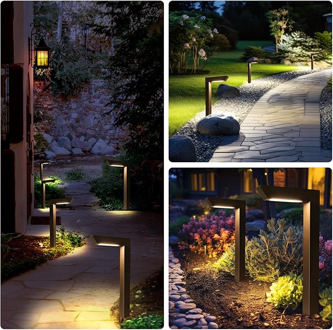 Energetic 3CCT Low Voltage Landscape Lights, 5W 200LM IP65 Waterproof LED Pathway Lights, 50000 Hrs, Outdoor Landscape Lighting, Square Modern Side Lit, Die-cast Aluminum Housing, ETL Listed, 6 Pack