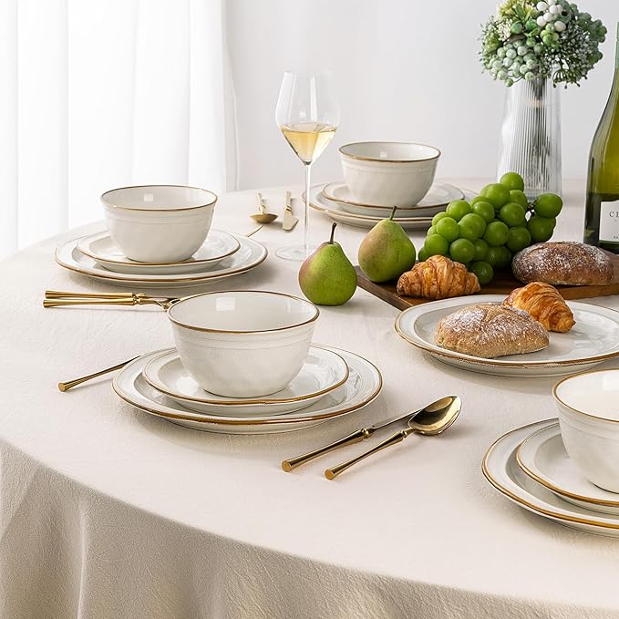 AmorArc Ceramic Dinnerware Sets,Stoneware Handmade Reactive Glaze Plates and Bowls Sets,Chip and Crack Resistant | Dishwasher & Microwave Safe,Dishes Set Service for 6 (18pc)