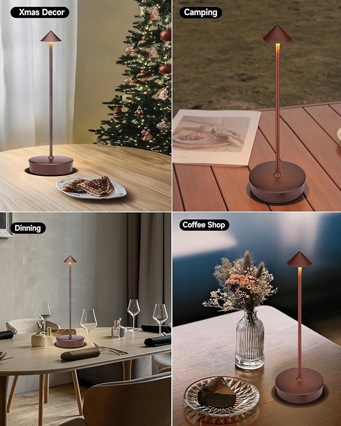 Cordless Led Table Desk Lamp 2 Pack, 7000mAh Battery Outdoor Table Light Waterproof for Restaurant Patio Camping Home Decor, USB-A Output, Brightness Memory, Dimmable