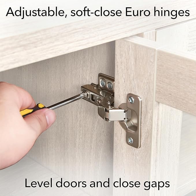 Henn&Hart Rectangular TV Stand for TV's up to 85" in Beech White, for Home, Living Room, Bedroom, Entertainment Room, Office