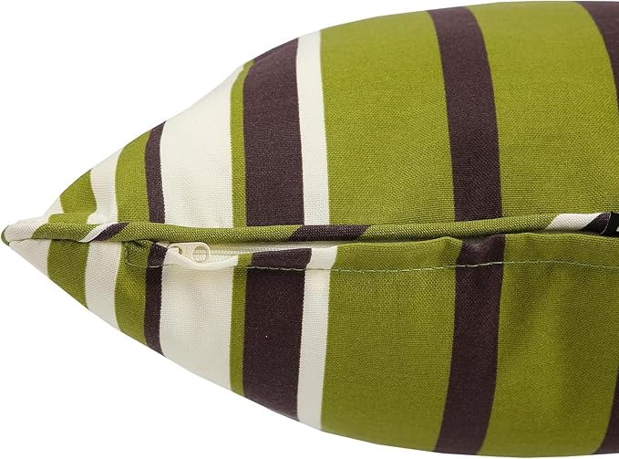 Outdoor Throw Pillow Covers 18x18 Inch, Set of 2, Cover Only! Waterproof Fade Resistant Decorative Cushion Sham Pillow Cases for Patio Furniture Chair Couch Sofa - Green Striped