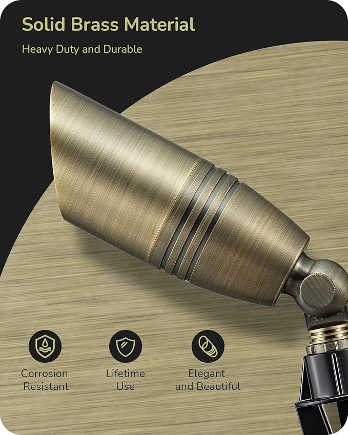 EDISHINE Solid Brass Landscape Spotlights, 12V LED Low Voltage Landscape Lights, 3CCT MR16 Bulb Included, Bronze Heavy Duty Waterproof Spot Lights,Outdoor Lighting for Garden Yard Tree, 4 Pack